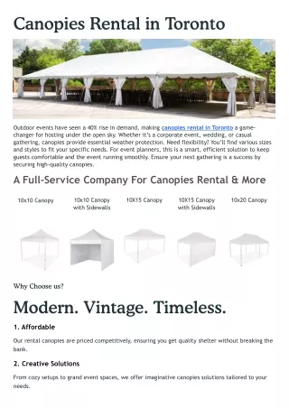 Canopies Rental in Toronto | Harrison Luis Consulting
