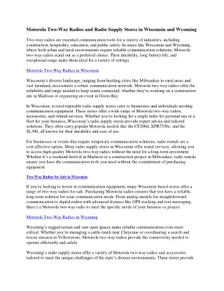 motorola two way radios and radio supply stores