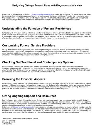 Browsing Chicago Funeral Setups with Elegance and Relieve