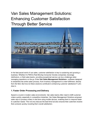 van sales management solutions enhancing customer