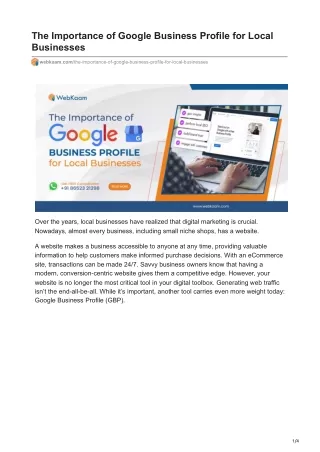 The Importance of Google Business Profile for Local Businesses