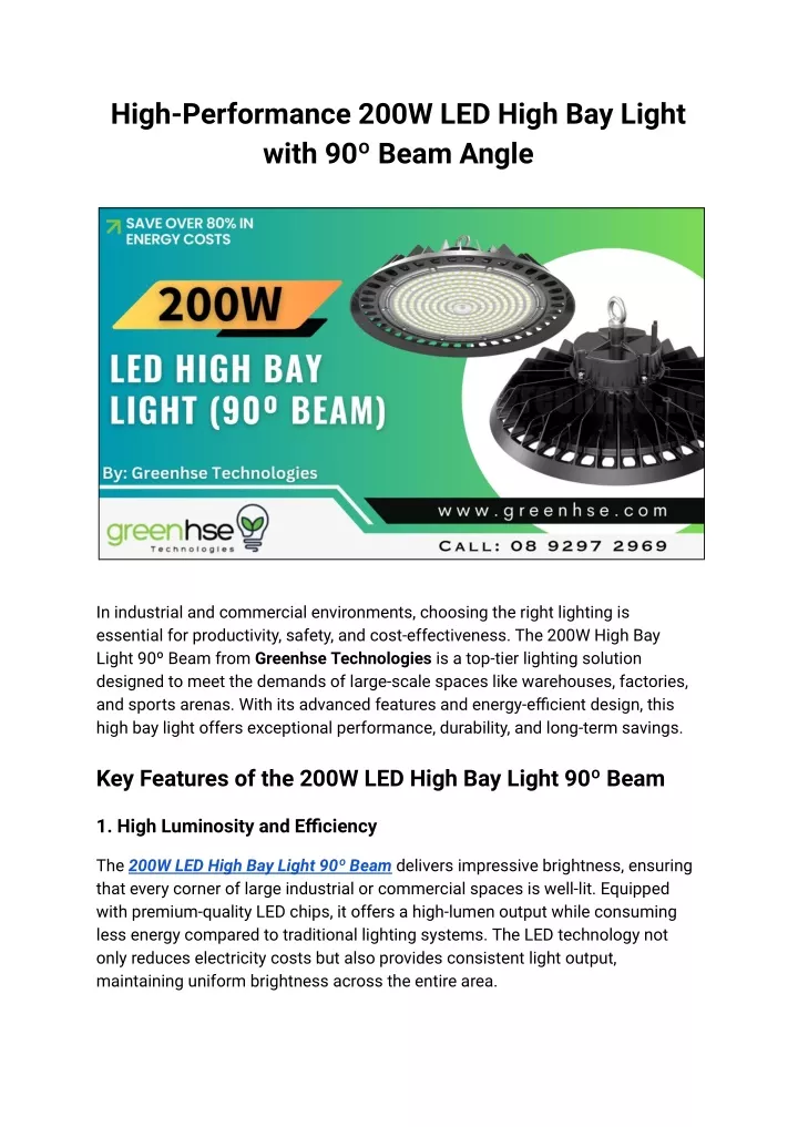 high performance 200w led high bay light with