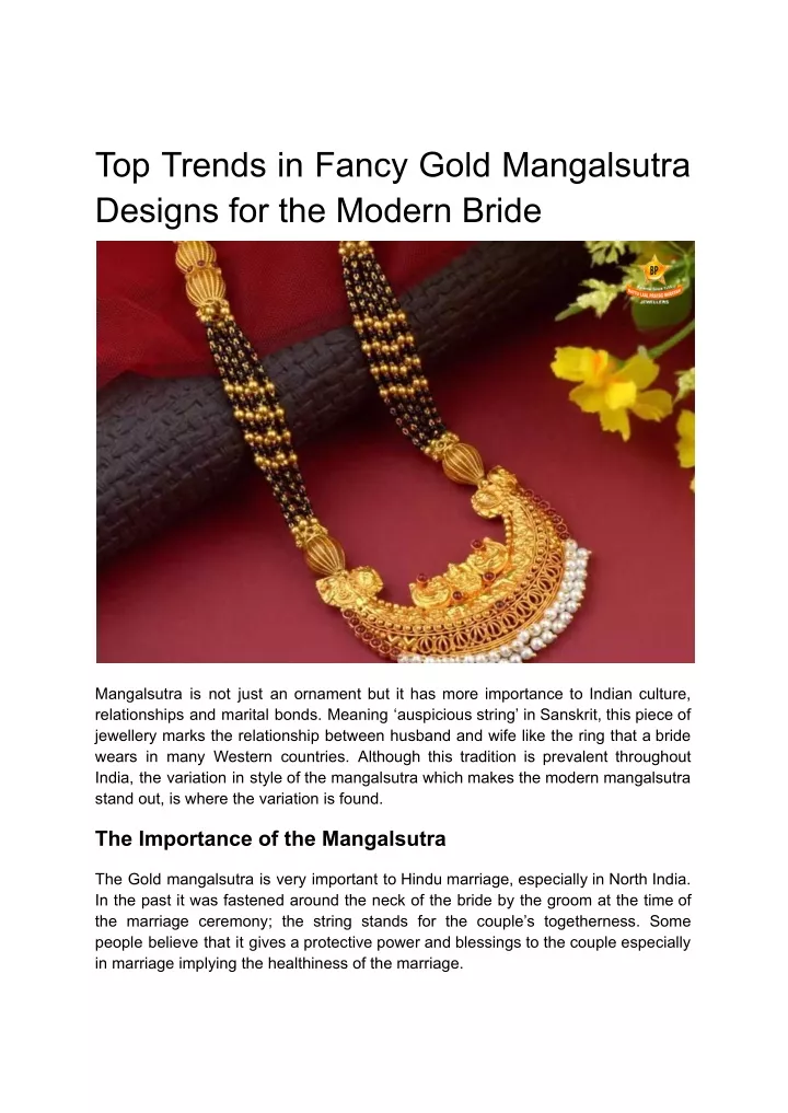 top trends in fancy gold mangalsutra designs