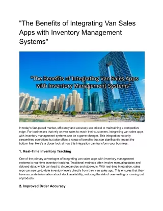the benefits of integrating van sales apps with