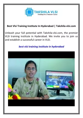 best vlsi training institute in hyderabad