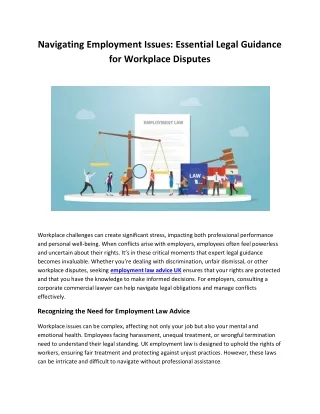 Navigating Employment Issues: Essential Legal Guidance for Workplace Disputes