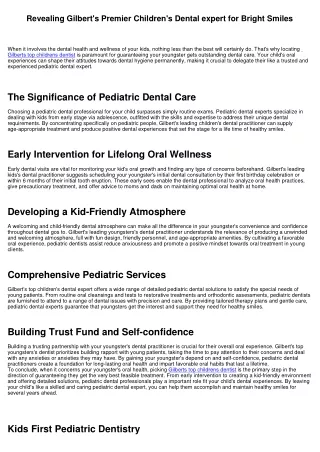 Revealing Gilbert's Premier Kid's Dentist for Bright Smiles