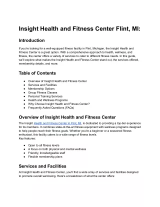 insight health and fitness center flint mi