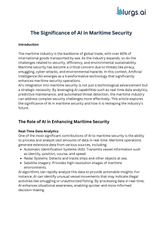 Applications of AI in Maritime Industry