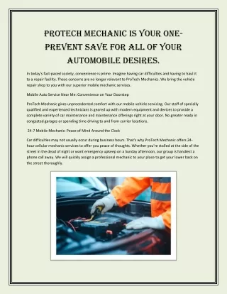 protech mechanic is your one prevent save