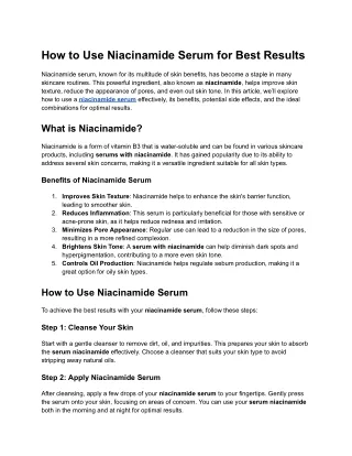how to use niacinamide serum for best results