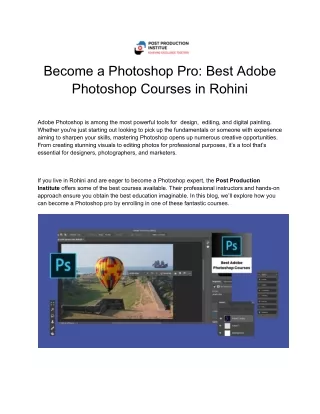Become a Photoshop Pro_ Best Adobe Photoshop Courses in Rohini