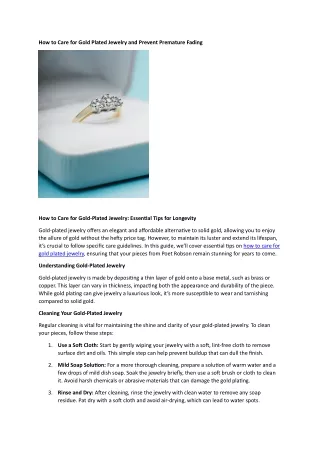How to Care for Gold Plated Jewelry: Essential Tips for Longevity