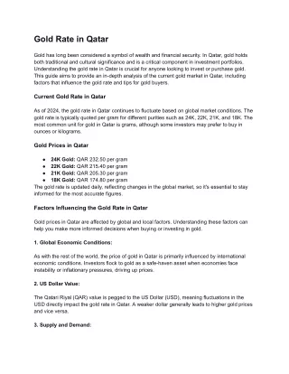 Gold Rate in Qatar