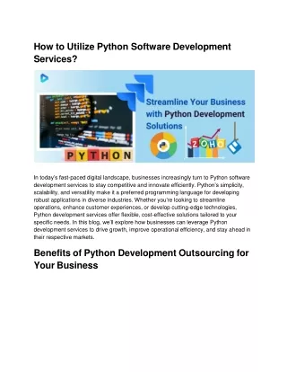 how to utilize python software development