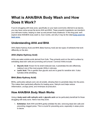 what is aha bha body wash and how does it work