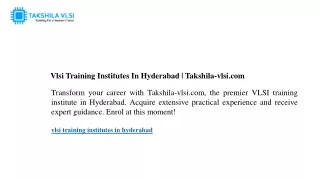 vlsi training institutes in hyderabad takshila