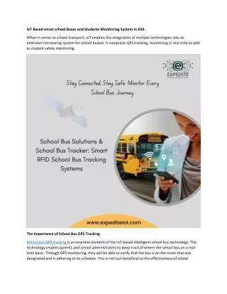 IoT Based Smart School Bus and Student Monitoring System in KSA