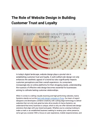 The Role of Website Design in Building Customer Trust and Loyalty