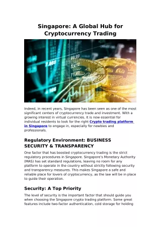 Singapore: A Global Hub for Cryptocurrency Trading
