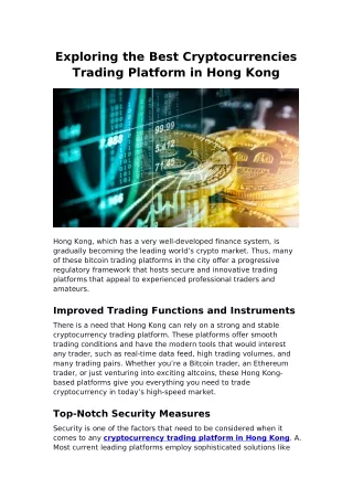 Exploring the Best Cryptocurrencies Trading Platform in Hong Kong