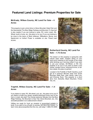 Top Mountain Property Listings: Best Places to Buy Land in North Carolina