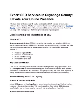 Expert SEO Services in Cuyahoga County_ Elevate Your Online Presence