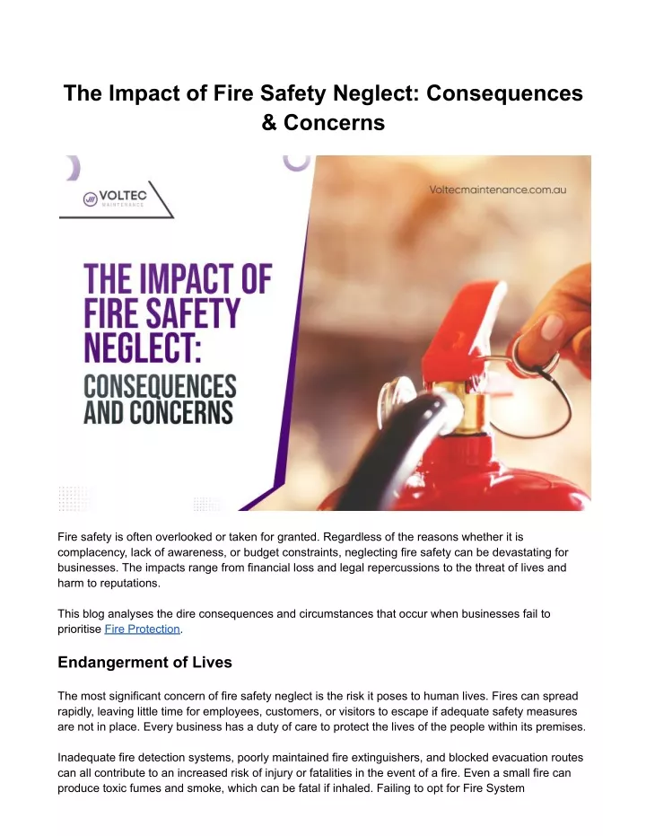 the impact of fire safety neglect consequences