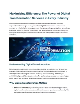 The Power of Digital Transformation Services in Every Industry