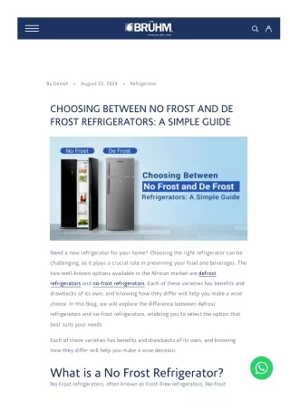 No Frost vs. Defrost Refrigerators - Which to Choose