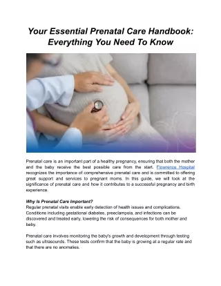 From Bump to Baby: Navigating Prenatal Care at Flowrence hospital rajkot