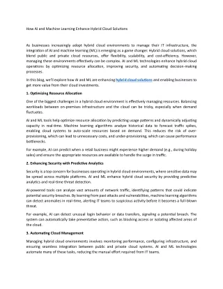 how ai and machine learning enhance hybrid cloud