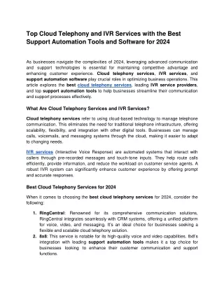 top cloud telephony and ivr services with