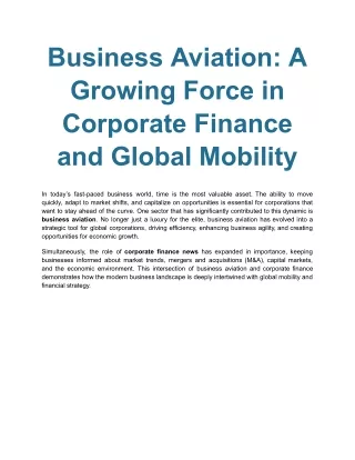 Business Aviation_ A Growing Force in Corporate Finance and Global Mobility