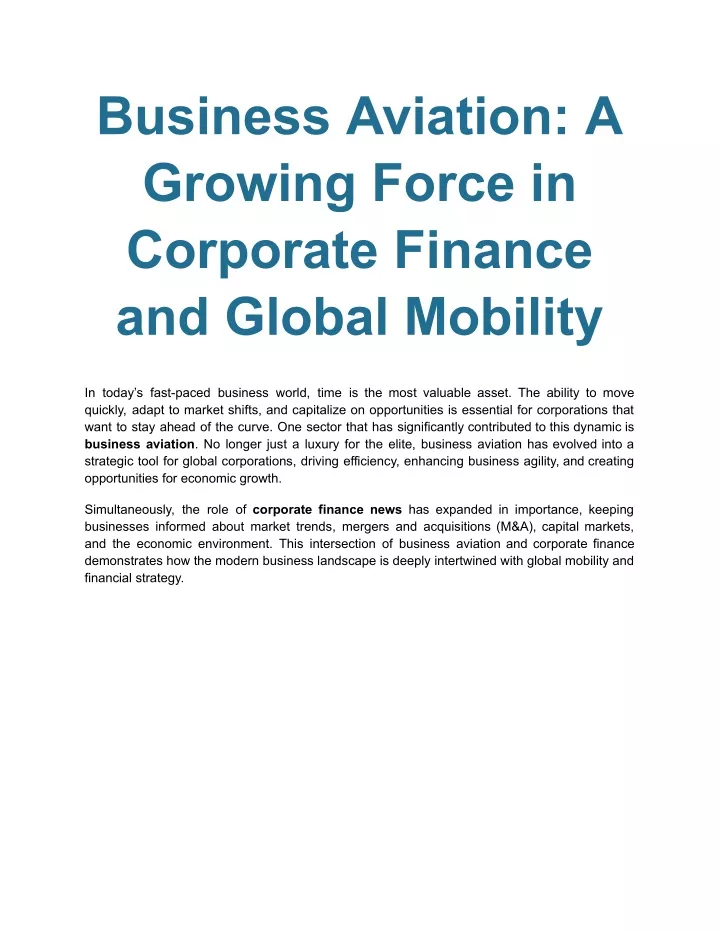 business aviation a growing force in corporate