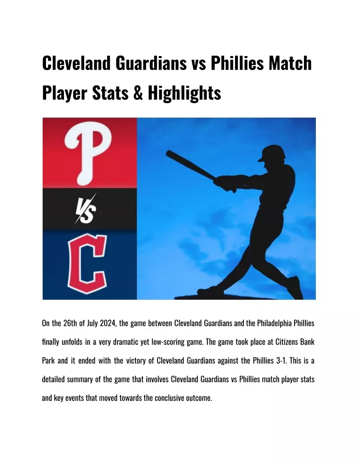 cleveland guardians vs phillies match player