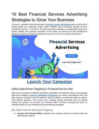 10 Best Financial Services Advertising Strategies to Grow Your Business