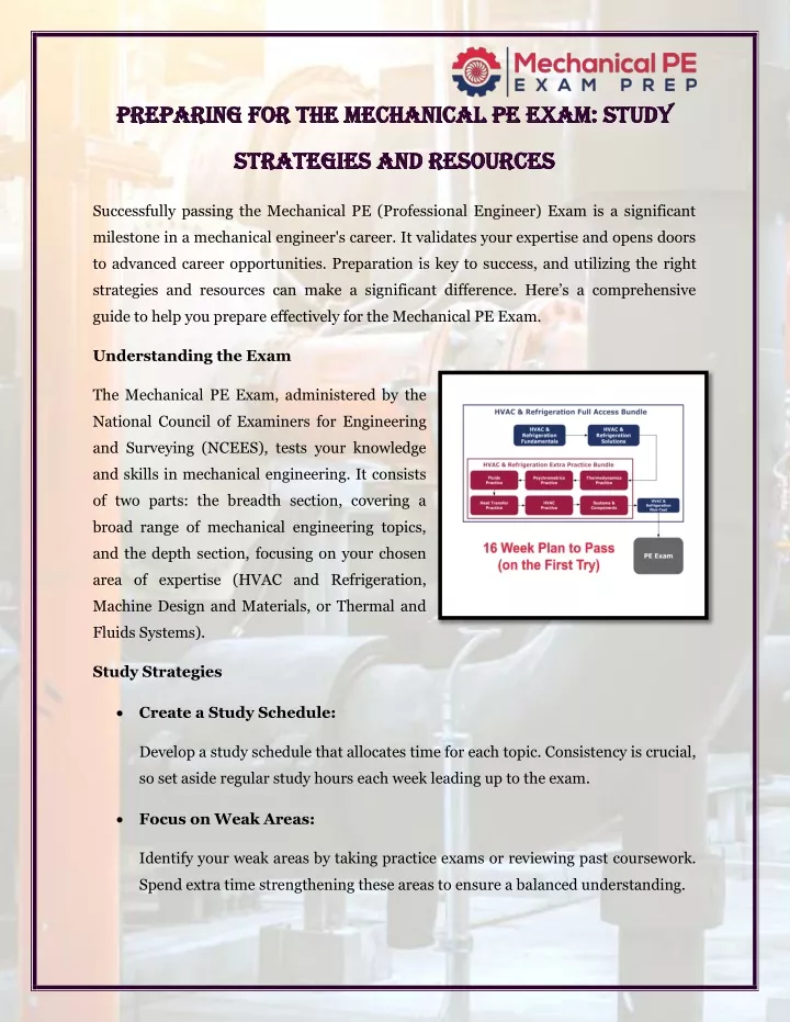 preparing for the mechanical pe exam study