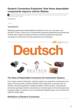 Deutsch Connectors Explained How these dependable components improve vehicle lifetime