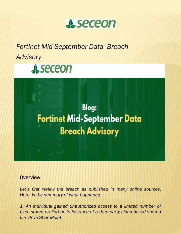 fortinet mid september data breach advisory