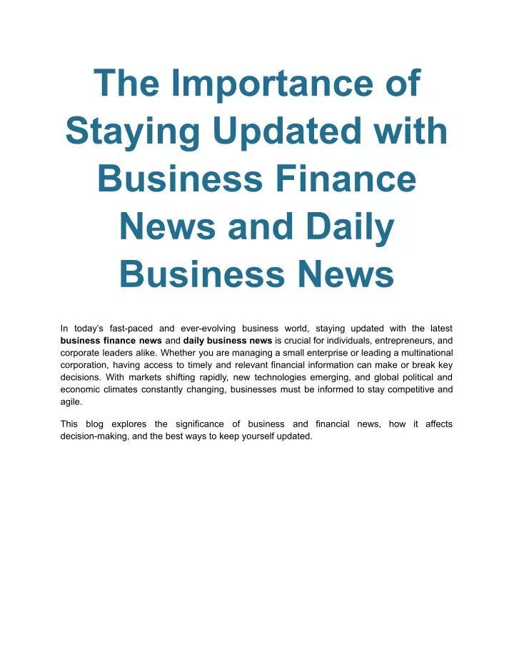 the importance of staying updated with business