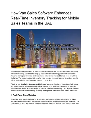 how van sales software enhances real time