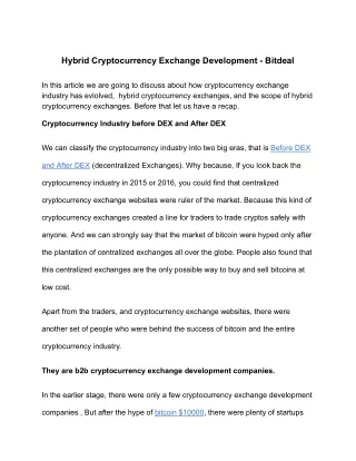 Hybrid Cryptocurrency Exchange Development - Bitdeal PDF