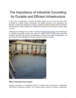 the importance of industrial concreting