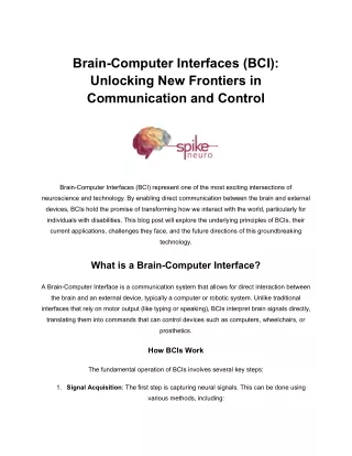 Brain-Computer Interfaces (BCI)_ Unlocking New Frontiers in Communication and Control