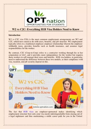 w2 vs c2c everything h1b visa holders need to know