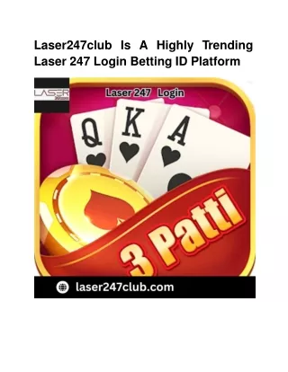 Laser247club Is A Highly Trending Laser 247 Login Betting ID Platform