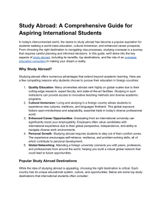study abroad a comprehensive guide for aspiring