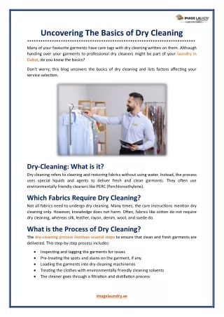 Uncovering The Basics of Dry Cleaning