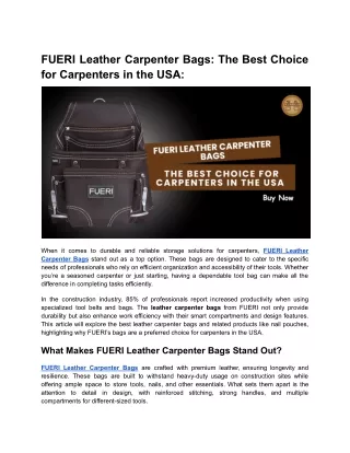 FUERI Leather Carpenter Bags
